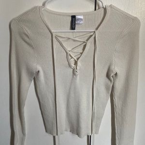 White Knit crossover Top